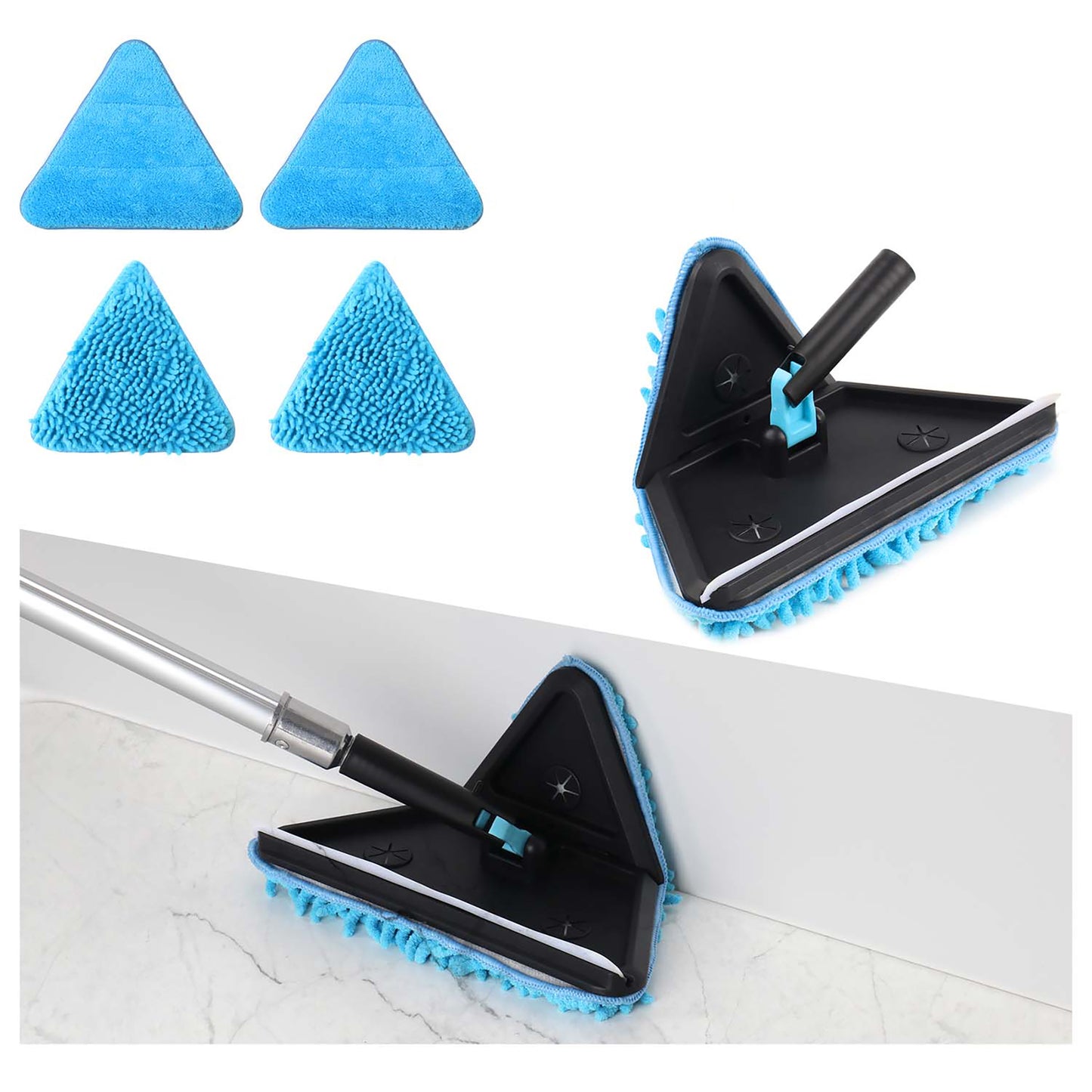 90° Foldable 3-in-1 Ceiling Cleaning Duster with 4 Replacement Microfiber Pads