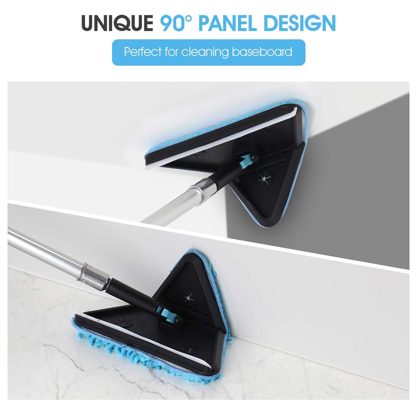 90° Foldable 3-in-1 Ceiling Cleaning Duster with 4 Replacement Microfiber Pads