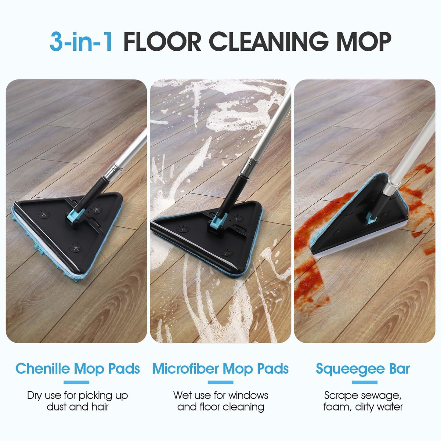90° Foldable 3-in-1 Ceiling Cleaning Duster with 4 Replacement Microfiber Pads